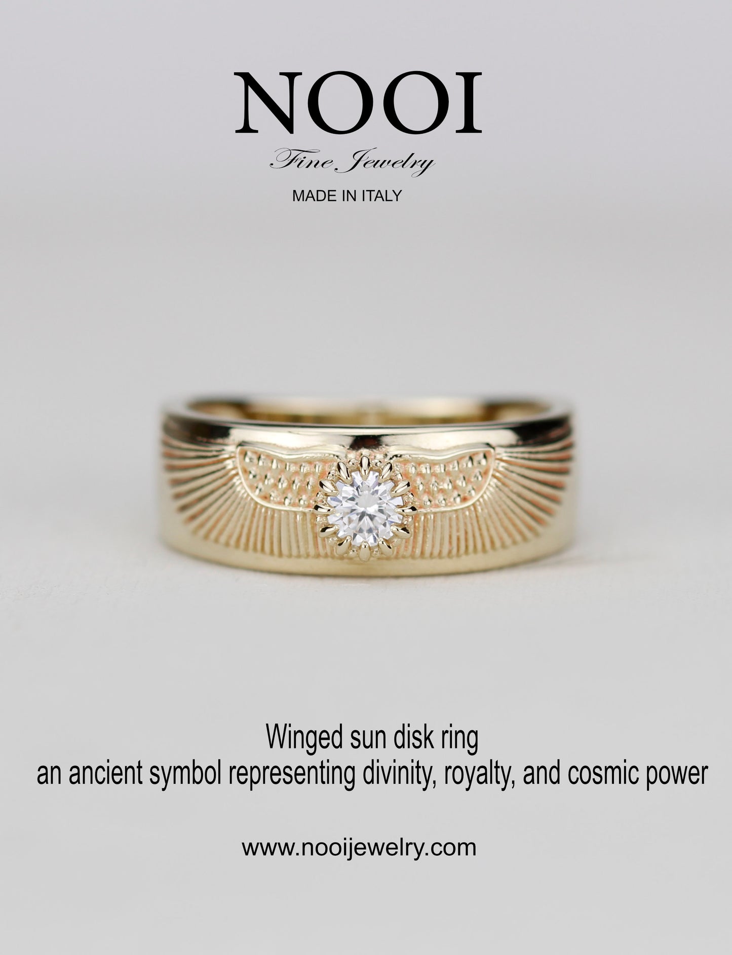 18K Gold Winged Sun Disk Ring | Ancient Egyptian Inspired Signet ring