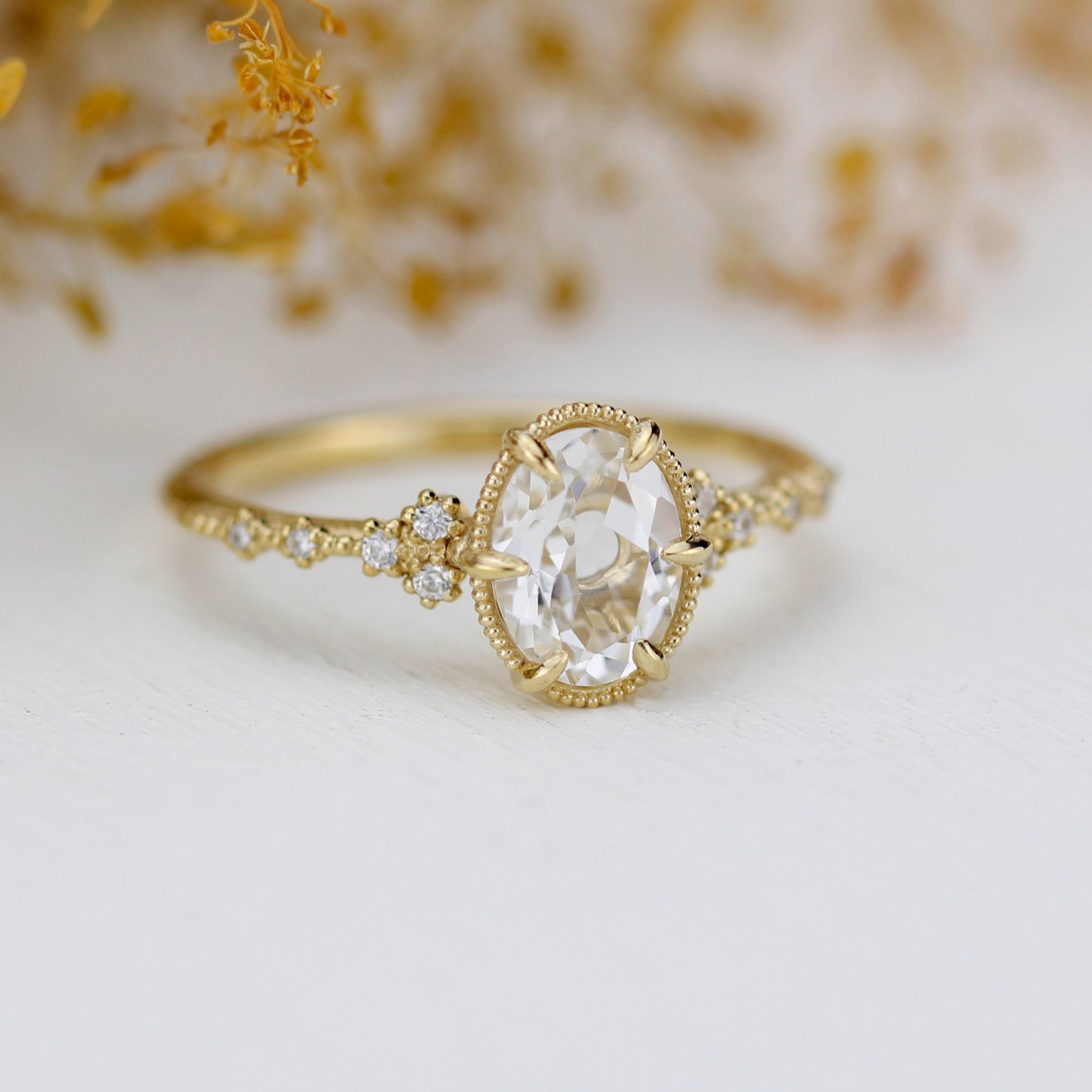 Oval moissanite engagement ring, moissanite yellow gold ring, moissanite gold ring, 1.5 carat moissanite ring