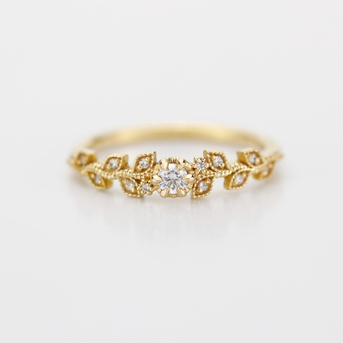 Nature inspired engagement ring, vintage style engagement ring, vintage style ring, art nouveau ring