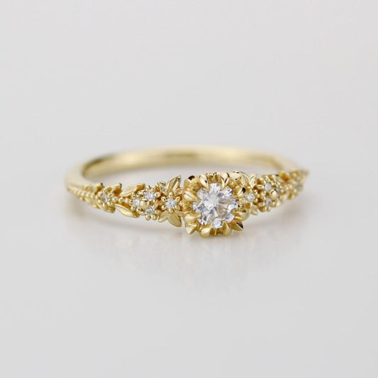 Awen Ring - 18k Gold Floral Engagement Ring (0.25ct)