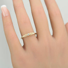 Load image into Gallery viewer, Vintage-Inspired Handmade 18k Gold Diamond Ring | Unique Anniversary Gift with Scrolls and Leaves | Custom Engagement Jewelry