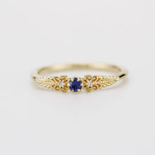Load image into Gallery viewer, Vintage-Inspired Blue Sapphire and Diamond Ring in 18k solid Gold