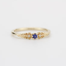 Load image into Gallery viewer, Vintage-Inspired Blue Sapphire and Diamond Ring in 18k solid Gold