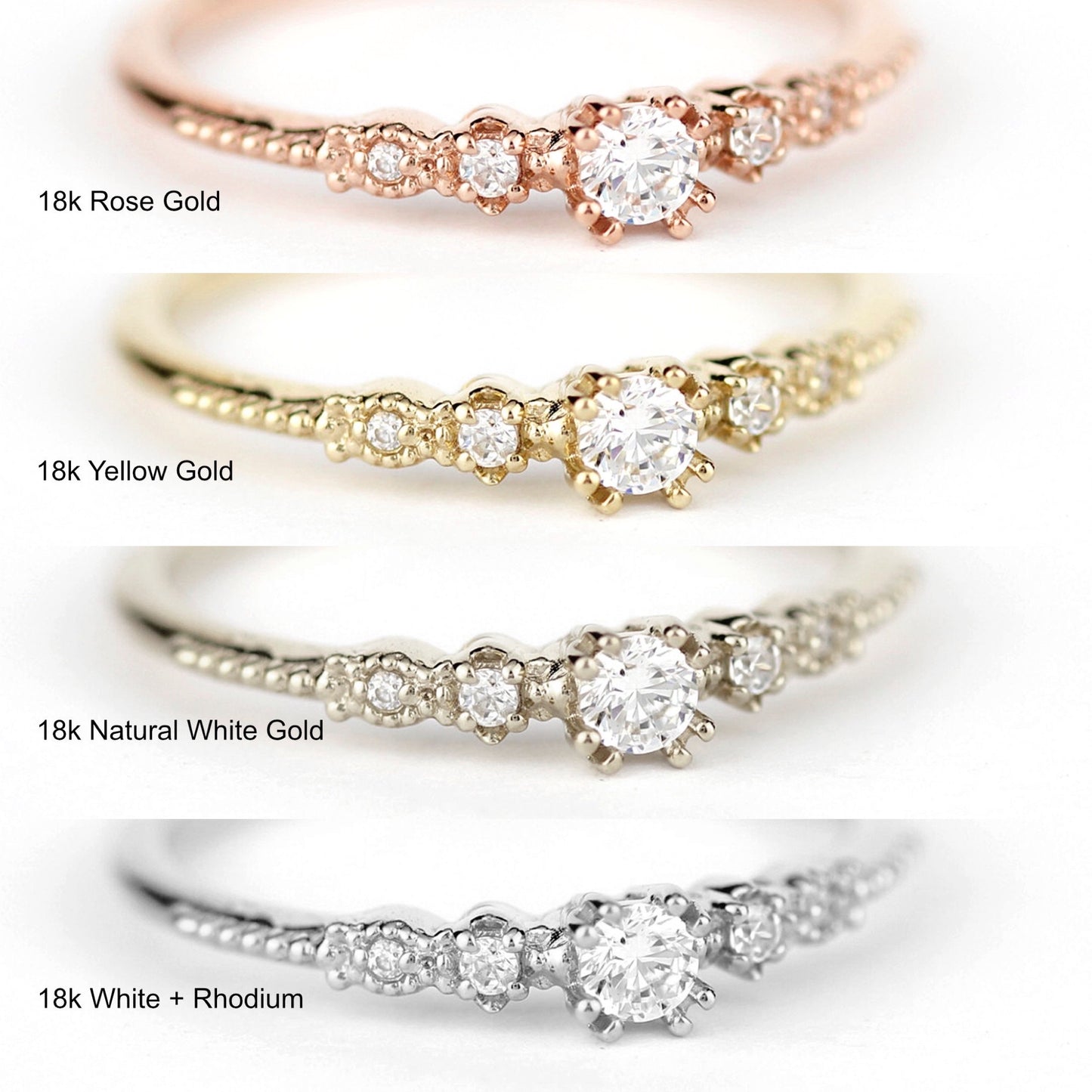 Diamond Leaf Detail Engagement Ring 18K Gold 0.17ct