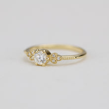 Load image into Gallery viewer, Round diamond engagement ring, art deco engagement ring - 0.3 ct diamond GIA certificated