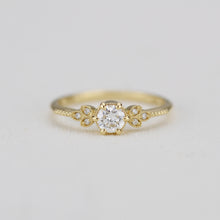 Load image into Gallery viewer, Round diamond engagement ring, art deco engagement ring - 0.3 ct diamond GIA certificated