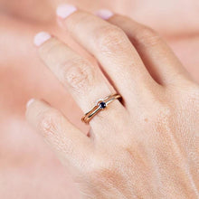Load image into Gallery viewer, Curved Wedding Band, Engagement Ring, Blue Sapphire Wedding Ring Set, Simple Engagement Ring, Solitaire Blue Sapphire,Dainty Engagement Ring - NOOI JEWELRY
