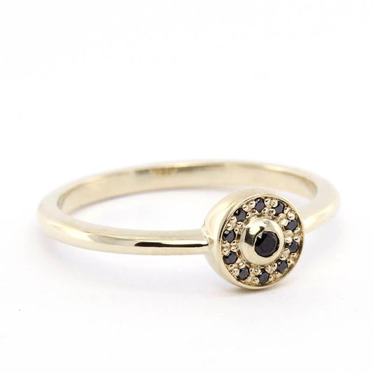 Engagement Ring, Black Diamond ring, Halo ring, Promise Ring, round Halo Engagement Ring, Halo Diamond Ring, Cluster Ring Black Diamonds - NOOI JEWELRY