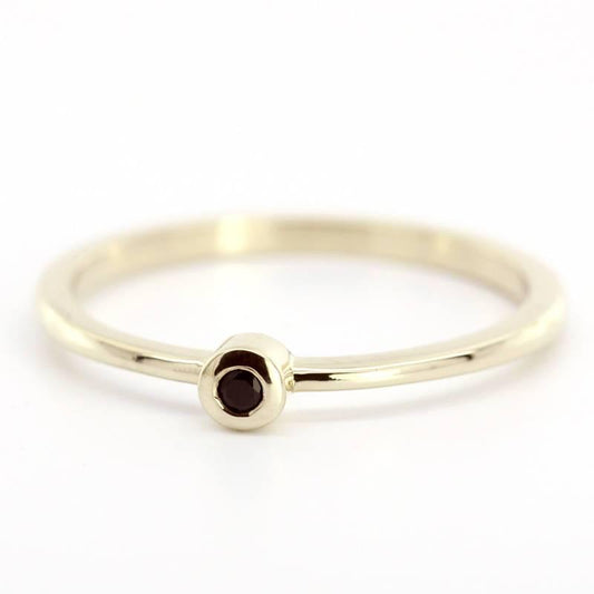 Black Diamond Ring, Engagement Ring, Stackable Ring, Thin Modern Ring, Promise Ring, Thin Gold Ring, Dainty Gold Ring, Minimalist Ring, Gold - NOOI JEWELRY