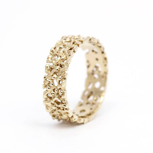 Wedding Band, wedding ring,his and hers, Wedding ring, gold Wedding Band, Band, Women's Wedding Band, Wedding Ring, Coral Wedding Band - NOOI JEWELRY