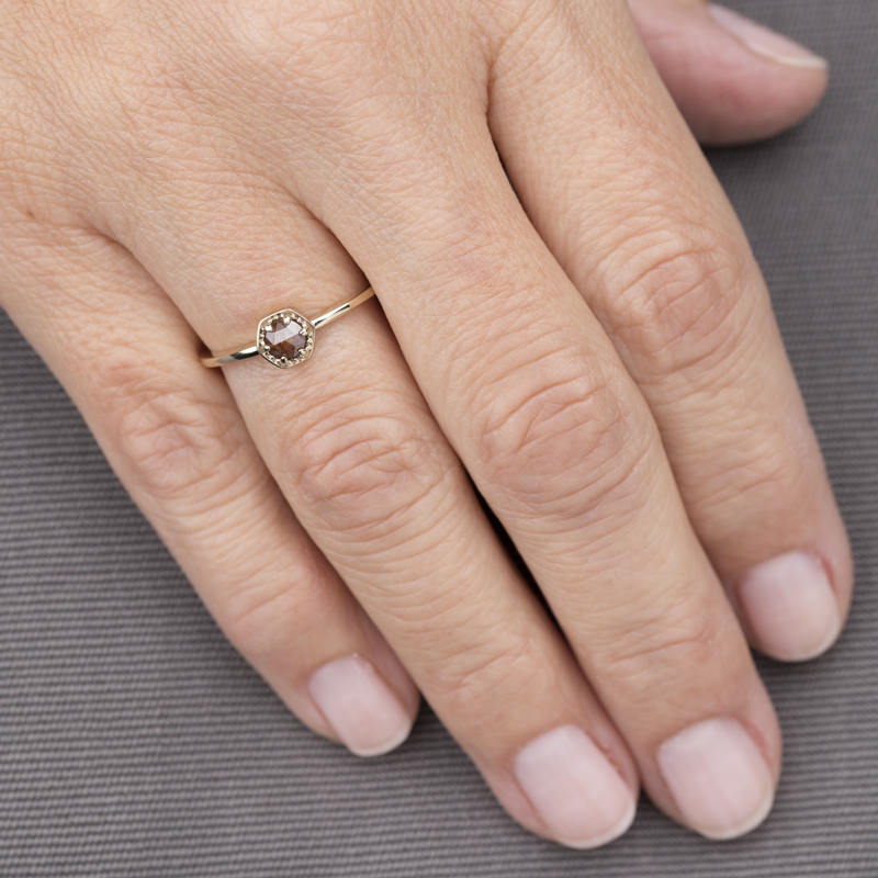 Rustic brown diamond engagement ring simple - NOOI JEWELRY