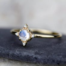 Load image into Gallery viewer, engagement ring moonstone, engagement ring, delicate ring, cluster ring, engagement ring diamond, diamond ring, minimalist ring, thin ring - NOOI JEWELRY