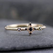 Load image into Gallery viewer, engagement ring, black diamond ring, cluster engagement ring, black diamond ring, delicate engagement ring, minimal, Simple, minimalist - NOOI JEWELRY