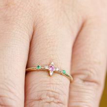 Load image into Gallery viewer, Multicoloured engagement ring, small cluster engagement ring - NOOI JEWELRY