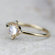 Load image into Gallery viewer, engagement ring moonstone, engagement ring, delicate ring, cluster ring, engagement ring diamond, diamond ring, minimalist ring, thin ring - NOOI JEWELRY