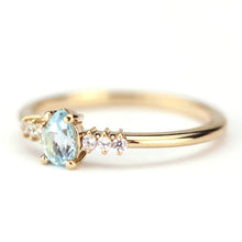 Load image into Gallery viewer, engagement ring blue topaz and diamond pear shaped tear drops - NOOI JEWELRY