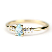 Load image into Gallery viewer, engagement ring blue topaz and diamond pear shaped tear drops - NOOI JEWELRY