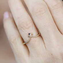 Load image into Gallery viewer, engagement ring, hexagonal ring, wedding band curved, black diamond engagement ring, diamond ring, wedding ring set, diamond, wedding ring - NOOI JEWELRY