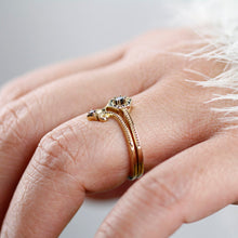 Load image into Gallery viewer, engagement ring, hexagonal ring, wedding band curved, black diamond engagement ring, diamond ring, wedding ring set, diamond, wedding ring - NOOI JEWELRY