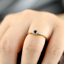 Load image into Gallery viewer, Engagement Ring, Dainty Engagement Ring, black diamond ring, Delicate Ring, classic ring, anniversary ring, minimalist ring, simple - NOOI JEWELRY