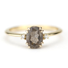 Load image into Gallery viewer, oval engagement ring labradorite with side stones unique - NOOI JEWELRY