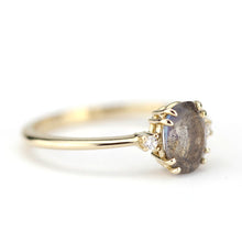 Load image into Gallery viewer, oval engagement ring labradorite with side stones unique - NOOI JEWELRY