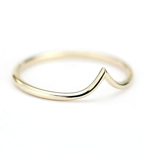 v ring, chevron band, delicate ring, wedding band, wedding ring, chevron band, stacking band, engagement ring, thin ring, minimalist ring | R 216 - NOOI JEWELRY