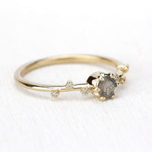 Load image into Gallery viewer, labradorite and diamond engagement ring, simple ring 18k gold - NOOI JEWELRY