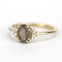 Load image into Gallery viewer, Oval Engagement ring labradorite and diamond 18k gold - NOOI JEWELRY