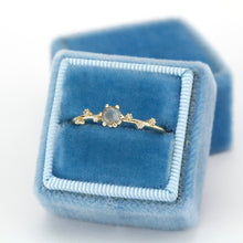 Load image into Gallery viewer, labradorite and diamond engagement ring, simple ring 18k gold - NOOI JEWELRY
