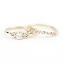 Load image into Gallery viewer, engagement ring set, wedding ring set, stacking rings, diamond engagement ring set, minimalist ring set, minimalist engagement ring, - NOOI JEWELRY