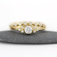 Load image into Gallery viewer, engagement ring set, wedding ring set, stacking rings, diamond engagement ring set, minimalist ring set, minimalist engagement ring, - NOOI JEWELRY