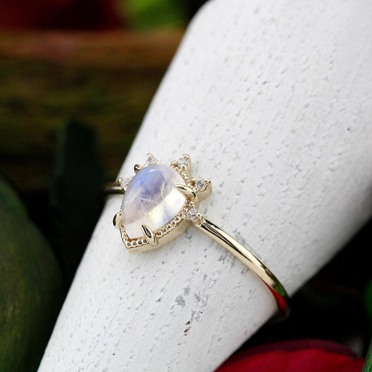 teardrop engagement ring moonstone | R258MOO - NOOI JEWELRY