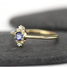 Load image into Gallery viewer, Delicate engagement ring, blue sapphire engagement ring, unique engagement ring, simple engagement ring, delicate ring blue sapphire - NOOI JEWELRY