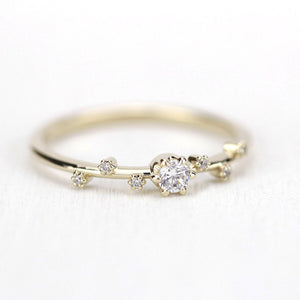 Simple diamond ring, delicate engagement ring | R250WD - NOOI JEWELRY