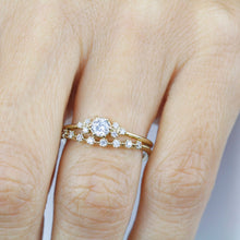 Load image into Gallery viewer, engagement ring set, wedding ring set, stacking rings, diamond engagement ring set, minimalist ring set, minimalist engagement ring, - NOOI JEWELRY