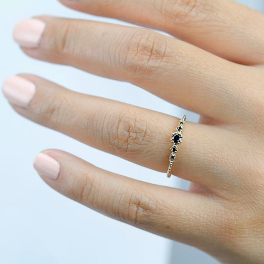 Engagement ring, Black diamond ring, anniversary ring, ring for her, classic ring diamond, mom ring, modern engagement ring - NOOI JEWELRY