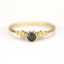 Load image into Gallery viewer, engagement ring black diamond, black diamond ring, simple diamond ring, Cluster ring black diamond - NOOI JEWELRY
