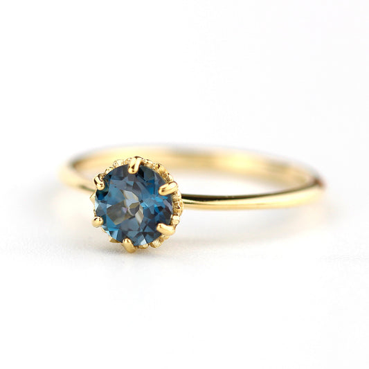 simple solitaire engagement ring London blue topaz - NOOI JEWELRY