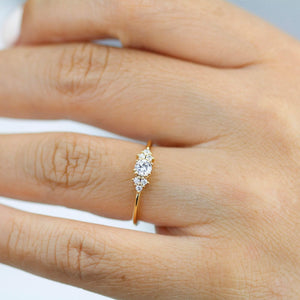 Cluster engagement ring diamond | classic engagement ring round simple | R284WD - NOOI JEWELRY