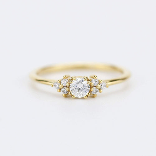 Cluster engagement ring diamond | classic engagement ring round simple | R284WD - NOOI JEWELRY