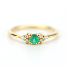 Load image into Gallery viewer, emerald engagement ring, unique engagement ring, white diamond ring, simple engagement ring, delicate engagement ring, engagement ring - NOOI JEWELRY