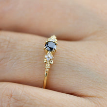 Load image into Gallery viewer, engagement ring black diamond, black diamond ring, simple diamond ring, Cluster ring black diamond - NOOI JEWELRY