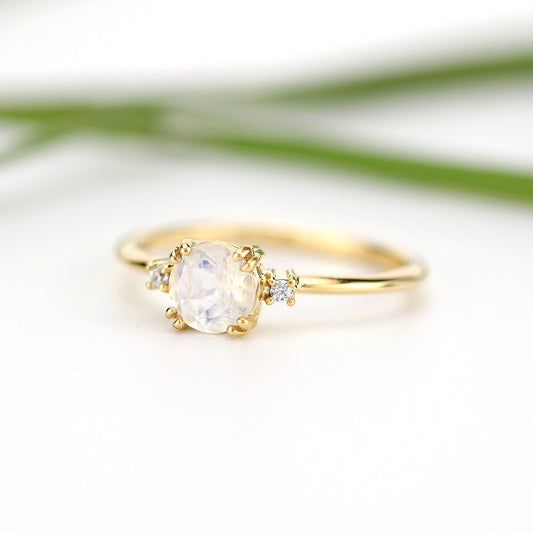 Moonstone engagement ring, simple engagement ring, minimalist engagement ring, unique engagement ring - NOOI JEWELRY