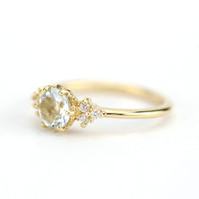 Load image into Gallery viewer, Aquamarine and diamond engagement ring, simple ring aquamarine 18k gold - NOOI JEWELRY