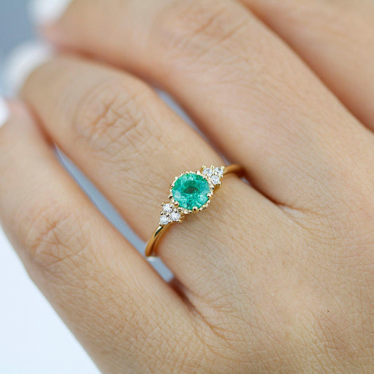 unique engagement ring, emerald engagement ring, engagement ring emerald, alternative engagement ring - NOOI JEWELRY