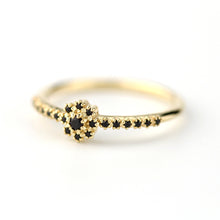 Load image into Gallery viewer, engagement ring Black diamond, simple engagement ring, cluster ring diamonds, delicate diamond ring, minimalist engagement ring - NOOI JEWELRY