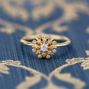 Floating diamonds engagement ring | halo engagement ring round vintage - NOOI JEWELRY