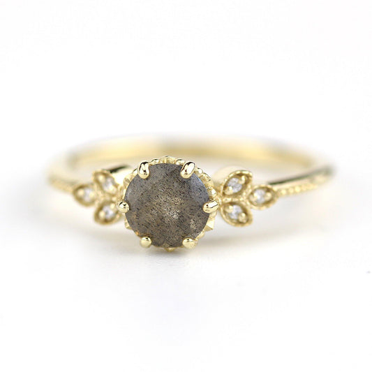 engagement ring unique and simple engagement ring, Labradorite engagement ring, delicate engagement ring, classic rings - NOOI JEWELRY