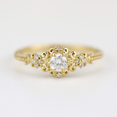 art deco engagement ring vintage diamonds | cluster engagement ring round art deco - NOOI JEWELRY